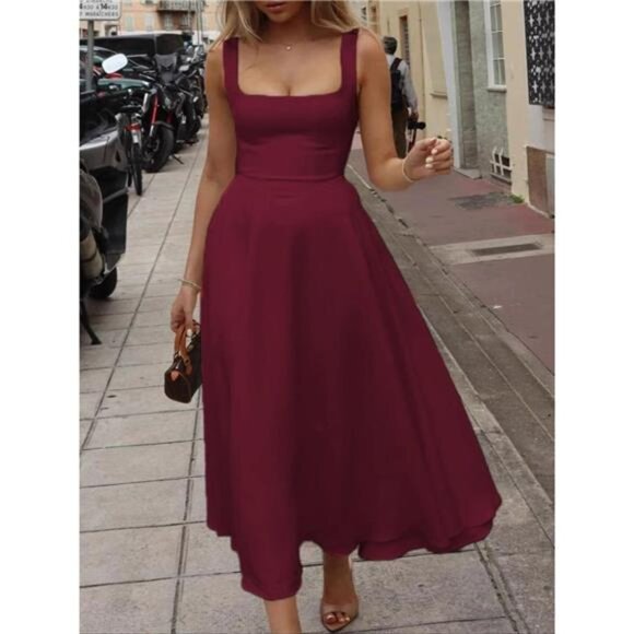 Square Neck Sleeveless Midi Dress - Picture 11 of 12